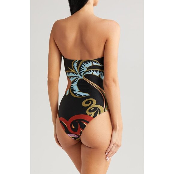 🆕 FARM RIO Pineapple Wave CutOut One Piece Swimsuit Large 12-14 - Picture 5 of 11